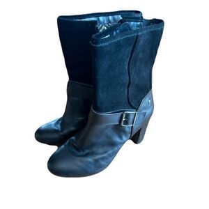 Hush Puppies Dakota Sisany Black Waterproof Women's Black Leather Boot Size 9